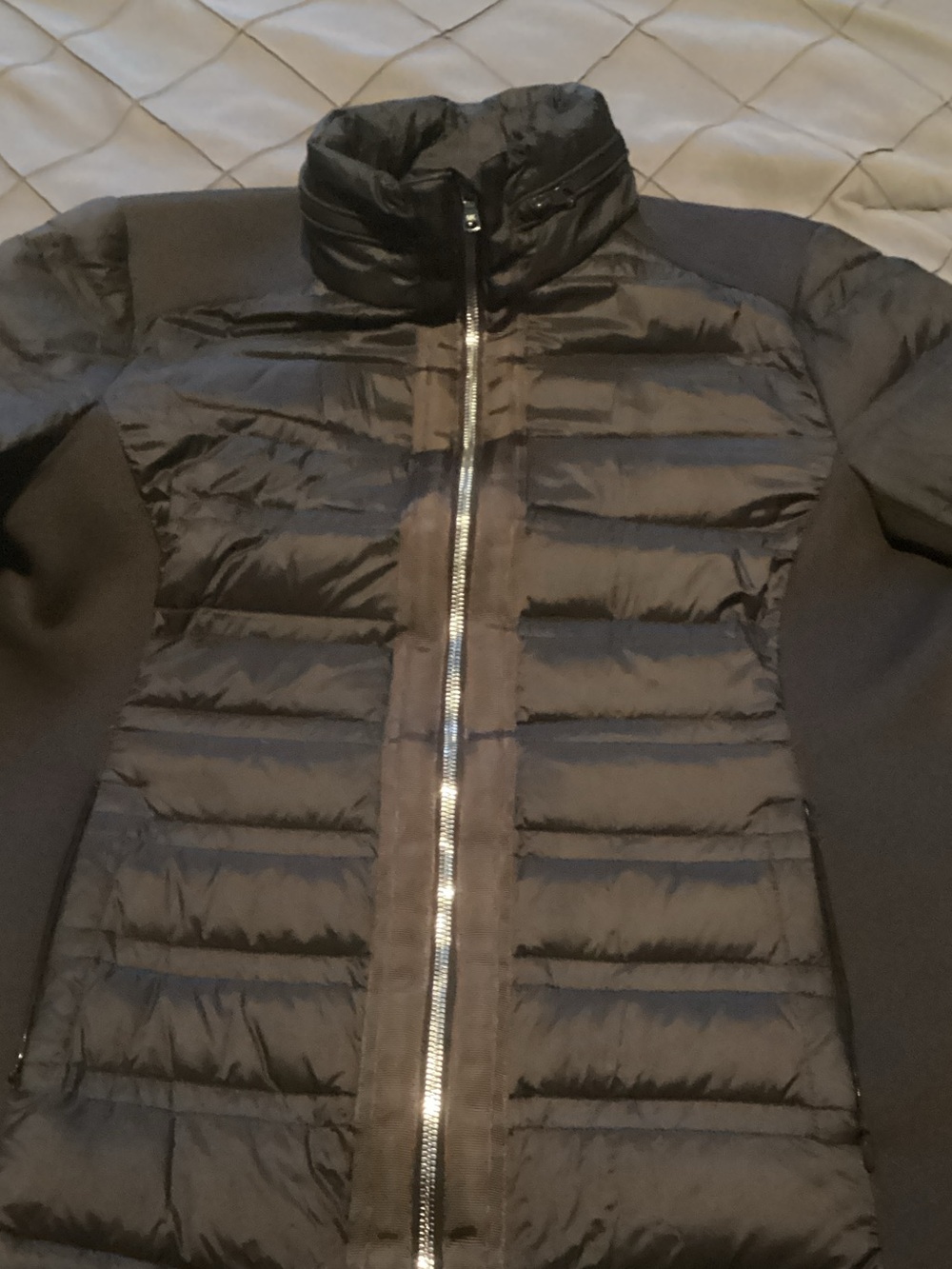 Michael Kors Gray Quilted Puffer Jacket with High Collar